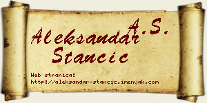Aleksandar Stančić vizit kartica